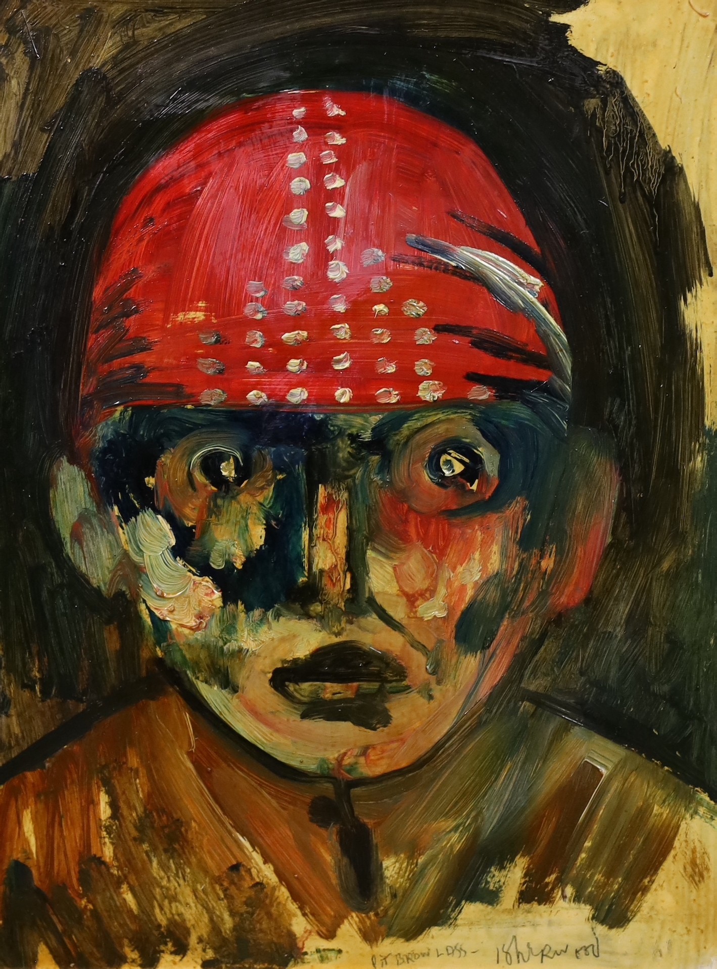 James Lawrence Isherwood (British, 1917- 1989), 'Pit Brow Lass', oil on board, 39 x 29.5cm